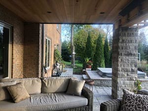 Outdoor Room, Stone Fireplace And Columns